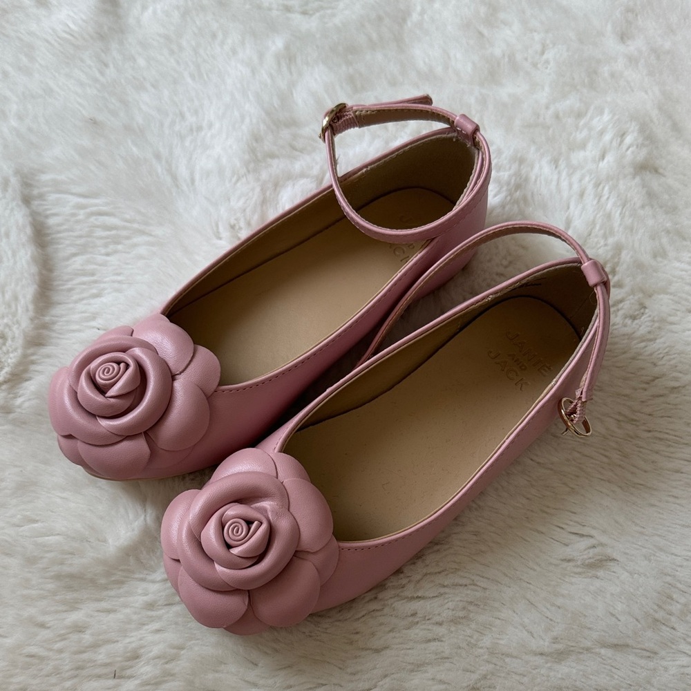 Janie and Jack Blush Floral Kids Dress Shoes